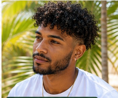 Portrait homme cheveux bouclés